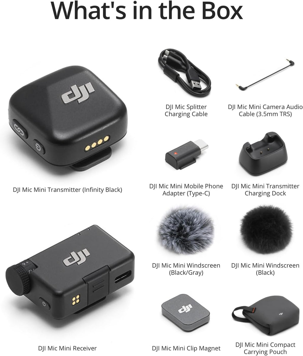 DJI Mic Mini (1 TX + 1 RX), Ultralight, Detail-Rich Audio