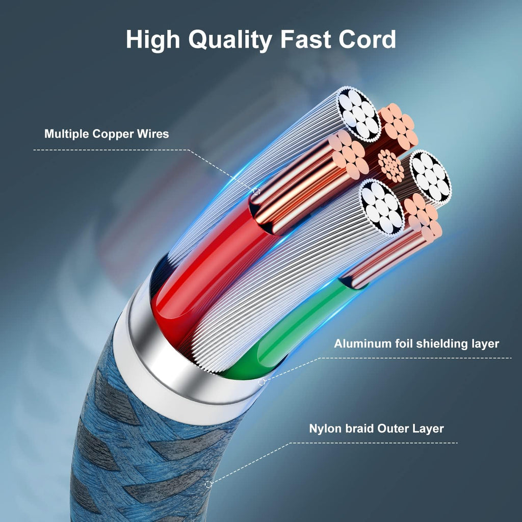 2Pack USB to Lightning Cable 3FT for Iphone 14,Nylon Braided Cord