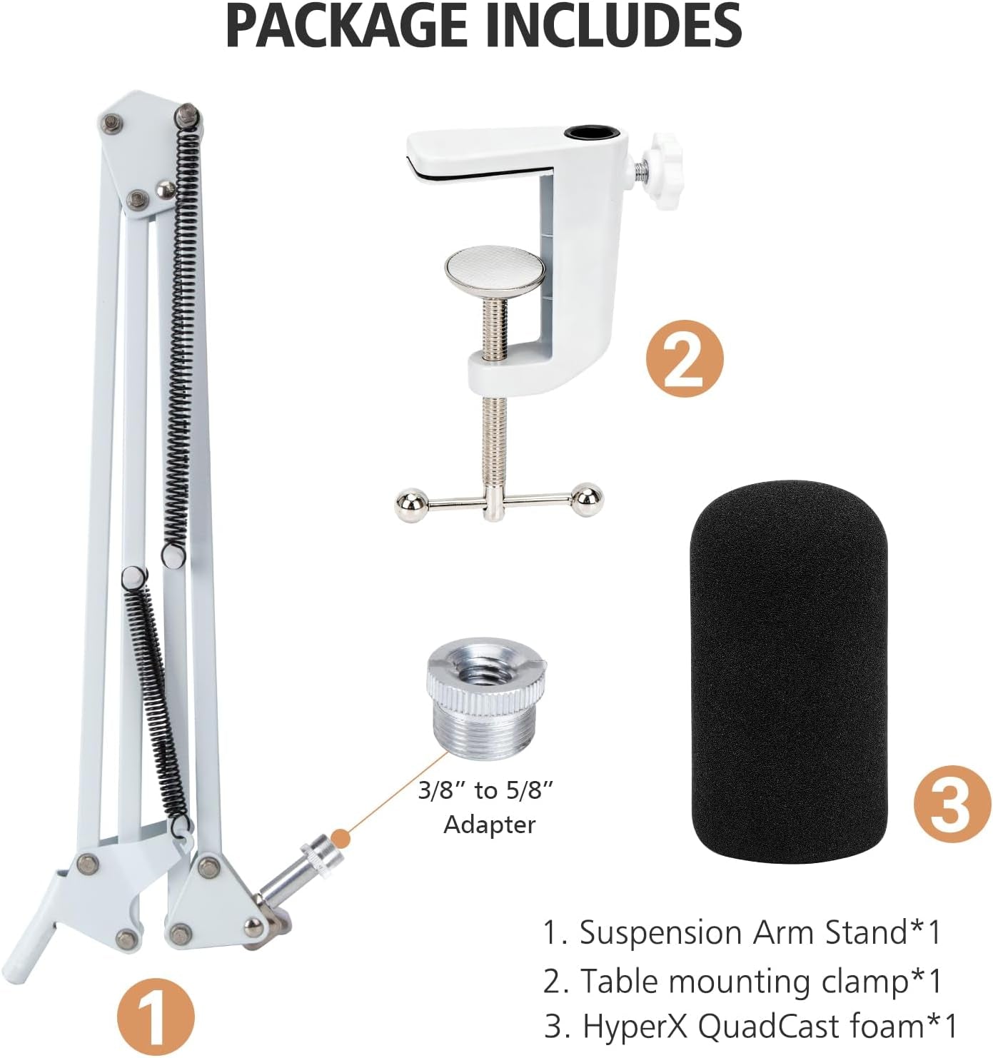 For Hyperx Quadcast S White Boom Arm - White Mic Arm Compatible with Hyper X Quadcast, Microphone Boom Arm with Pop Filter, Improve Sound Quality, Mic Boom Arm for Hyperx Quadcast by