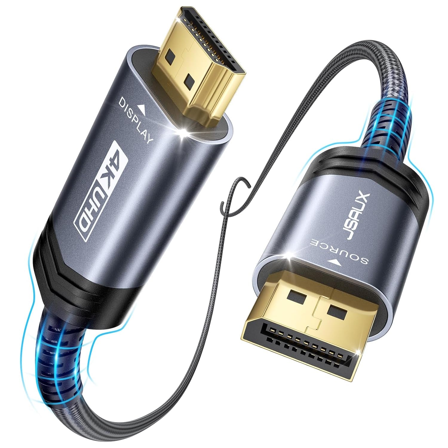 Displayport to HDMI Cable 10FT 4K@30Hz, DP Source to HDMI Display,Uhd