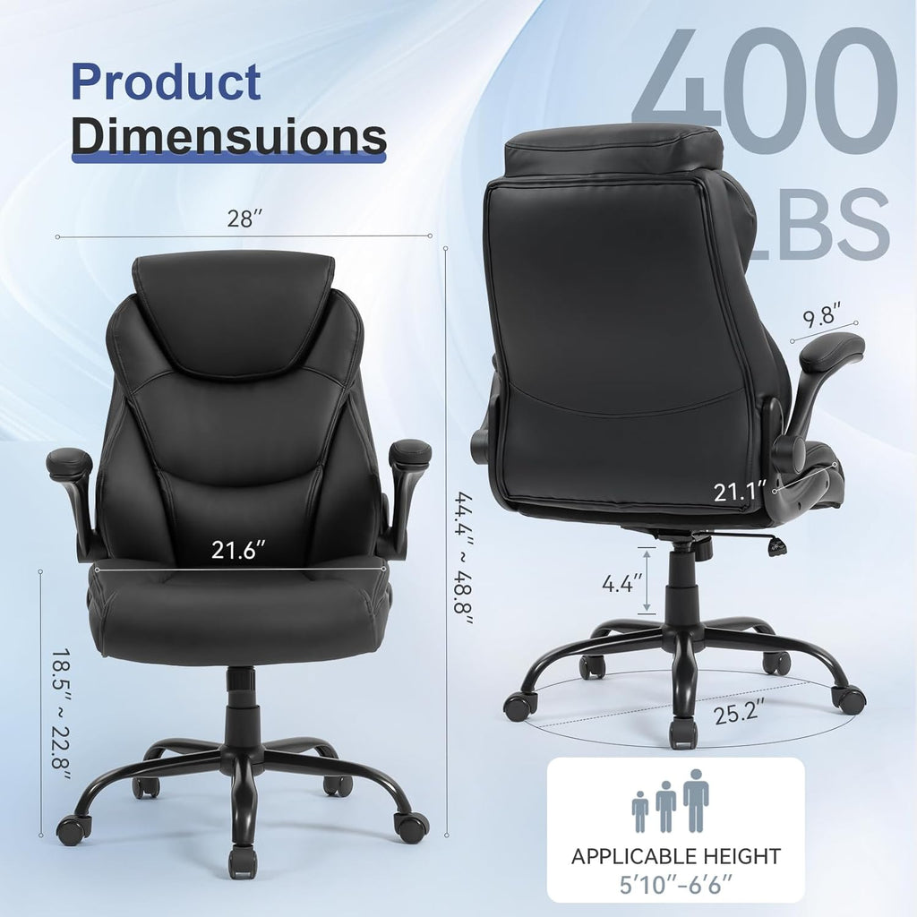 Big and Tall Office Chairs 400LBS Heavy Duty High Back Leather