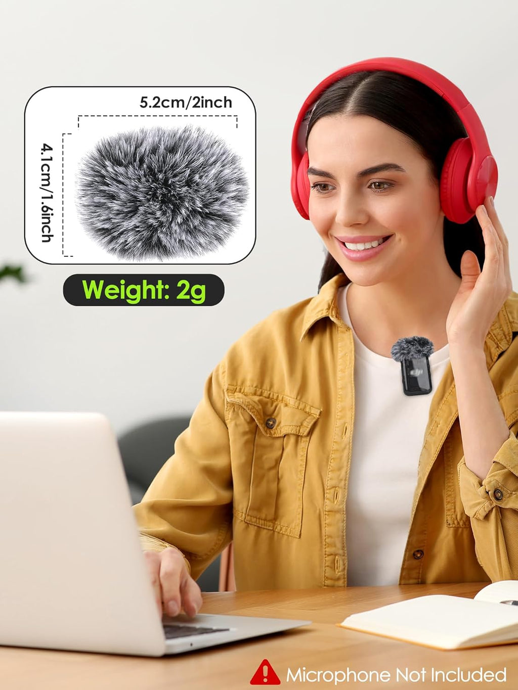 Mic Windscreen for DJI MIC 2, Furry Mic Cover Pop Filter Reduce Background Noise, 2 Packs (Not for DJI MIC 1)