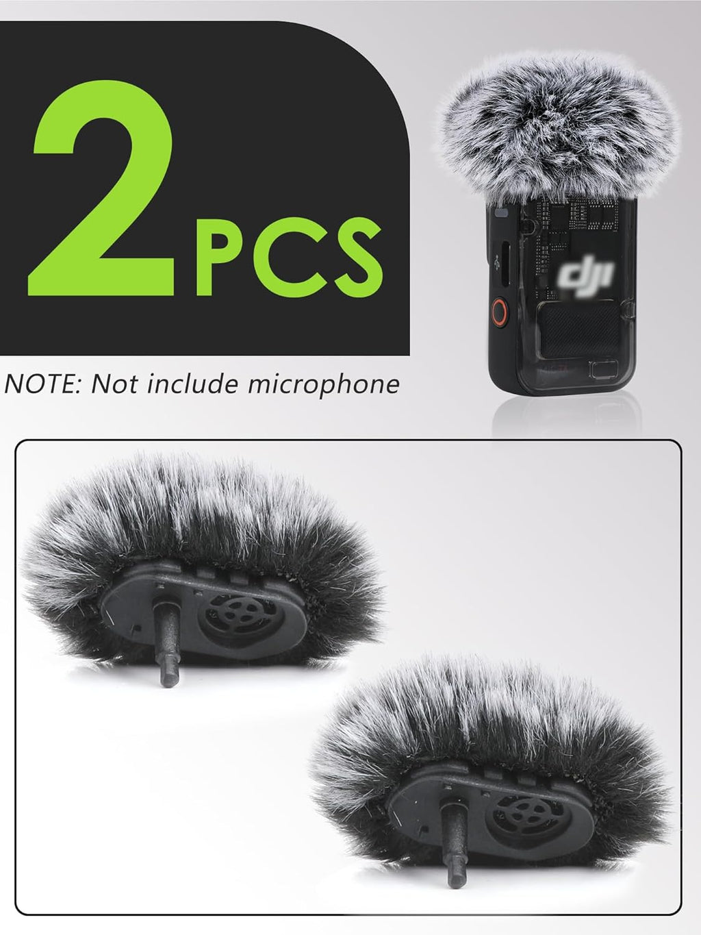 Mic Windscreen for DJI MIC 2, Furry Mic Cover Pop Filter Reduce Background Noise, 2 Packs (Not for DJI MIC 1)