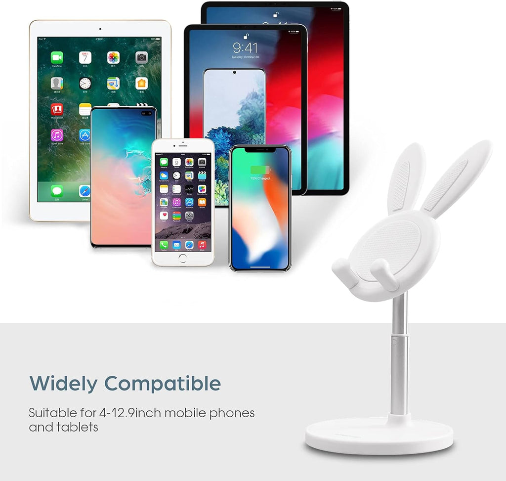Cute Bunny Rabbit Phone Stand, Adjustable Desk Phone & Tablet Holder