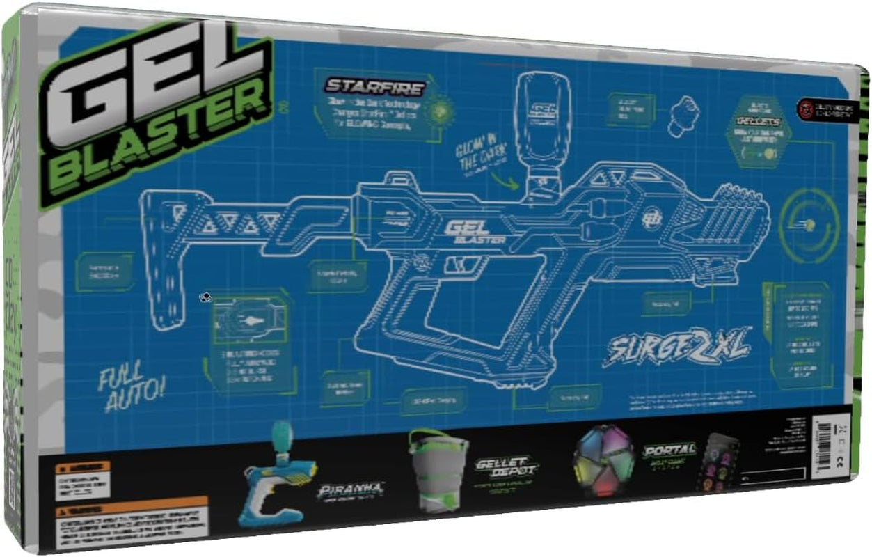 Surge XL 2 with Built-In Starfire Glow Activator – Upgraded Gelblaster Toy with 150+ Foot Range – Water Bead Ammo – Semi & Full Auto Modes – Glows in the Dark – 180-250 FPS – Ages 14+