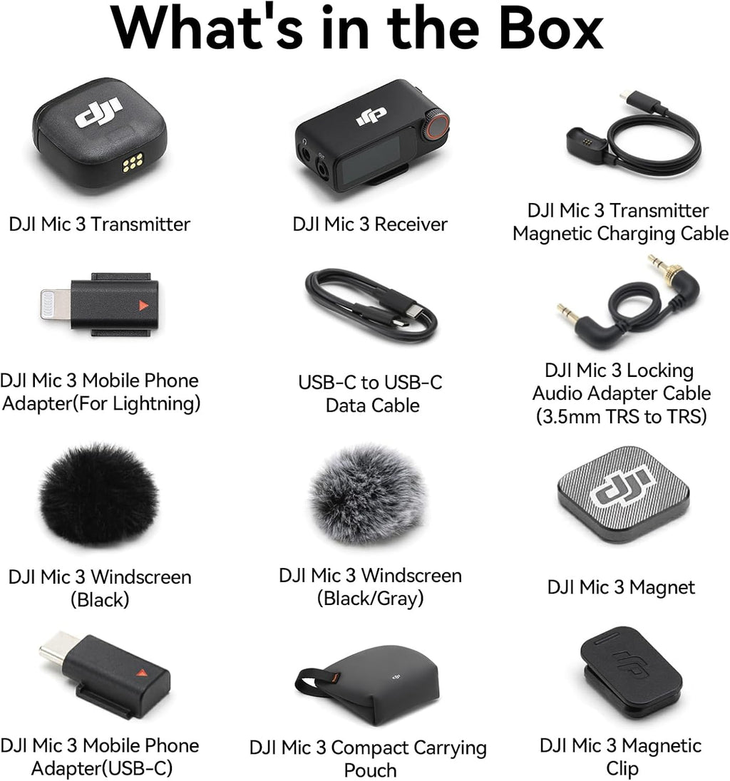 DJI Mic 3 (1 TX + 1 RX) + Lightning Adapter