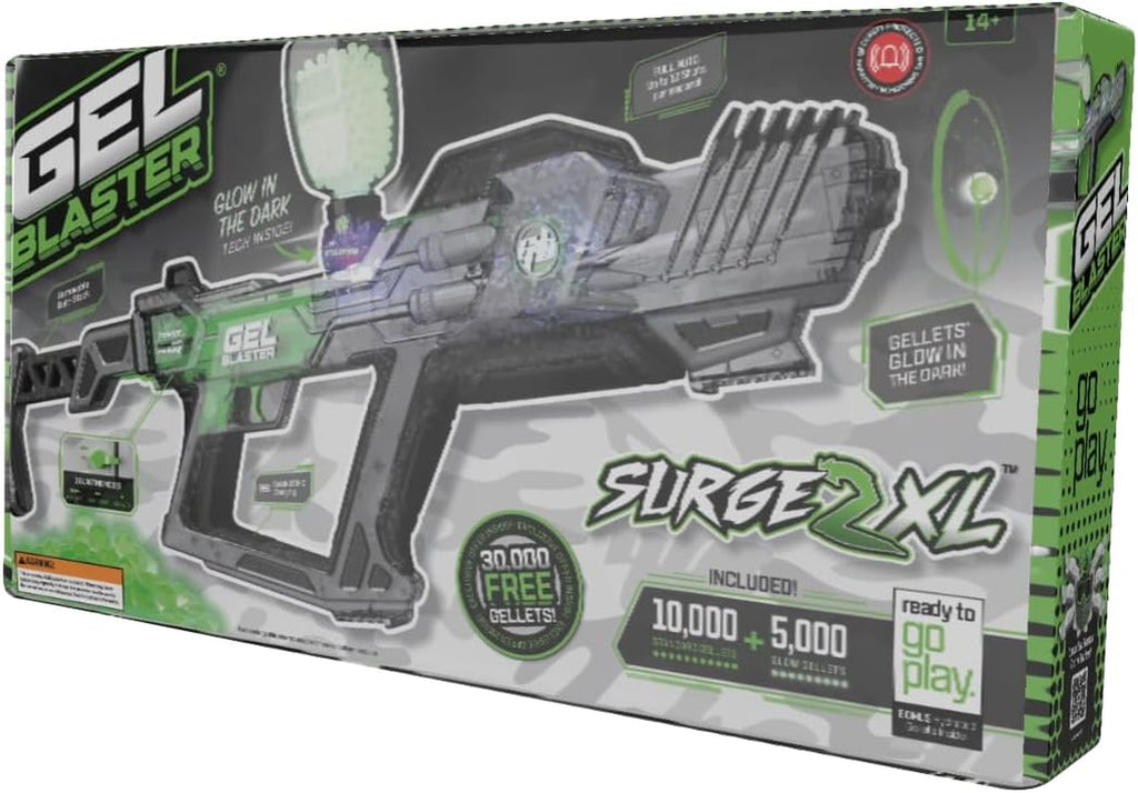 Surge XL 2 with Built-In Starfire Glow Activator – Upgraded Gelblaster Toy with 150+ Foot Range – Water Bead Ammo – Semi & Full Auto Modes – Glows in the Dark – 180-250 FPS – Ages 14+
