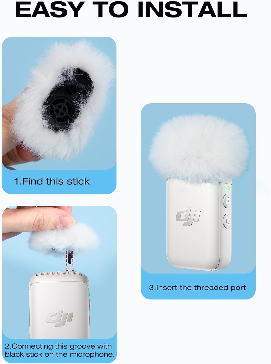 DJI Mic 2 Pop Filter - White DJI Wireless Microphone Outdoor Mic Cover Muff Pop Filter Noise Reduction, Mic Covers for DJI Microphone Wireless(2 PC)