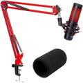Hyperx Quadcast Boom Arm - Upgraded Red Boom Arm with Windscreen, Sound Insulation and Noise Reduction, Hyperx Quadcast Microphone Arm with 3/8" to 5/8" Adapter