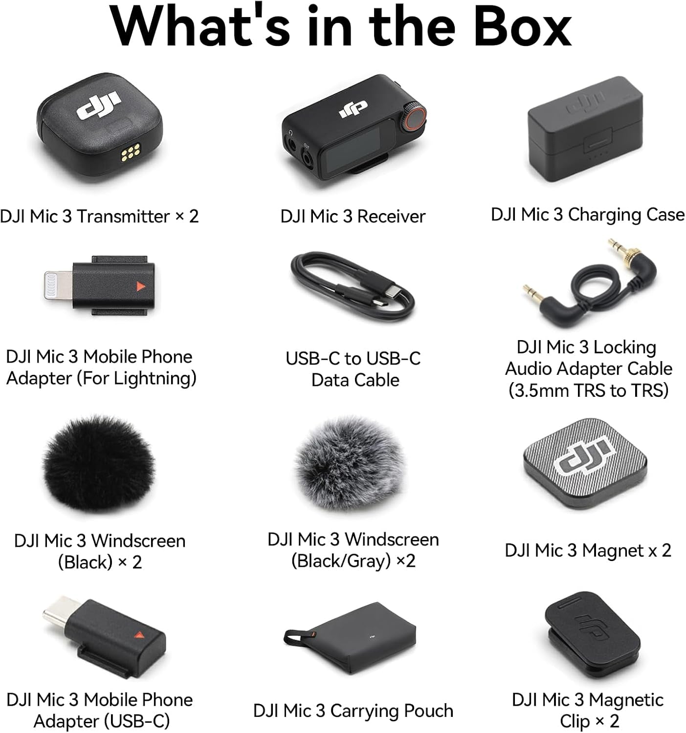DJI Mic 3 (2 TX + 1 RX + Charging Case) + Lightning Adapter