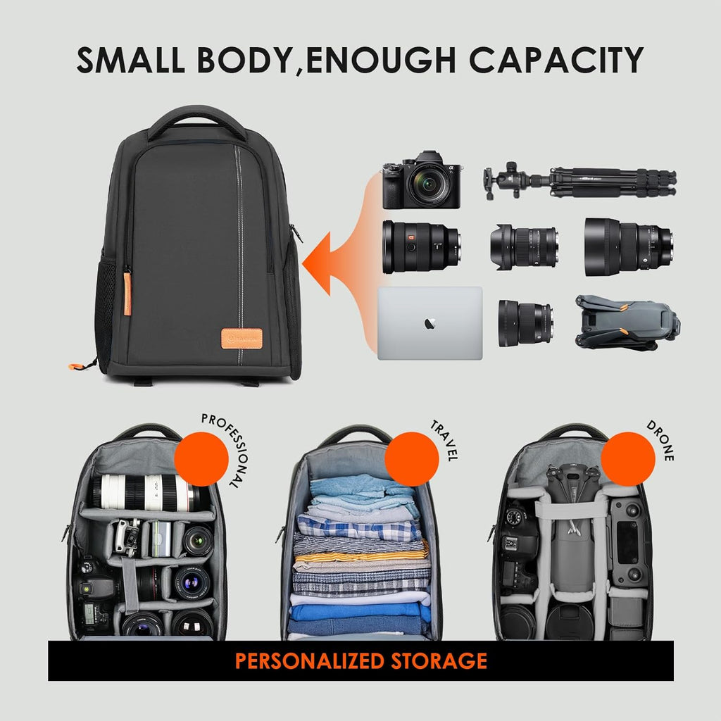 Camera Backpack for Photographers Compact 15L, TB04 Black