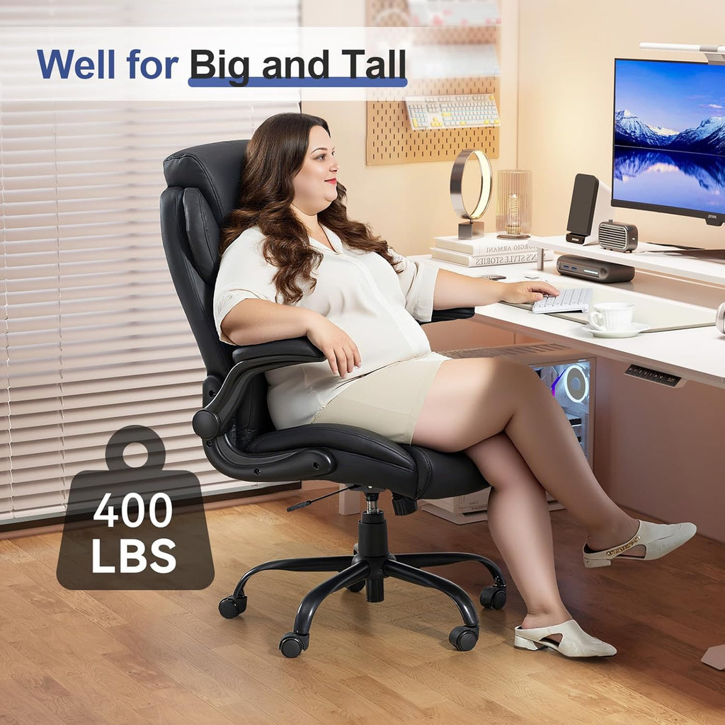 Big and Tall Office Chairs 400LBS Heavy Duty High Back Leather
