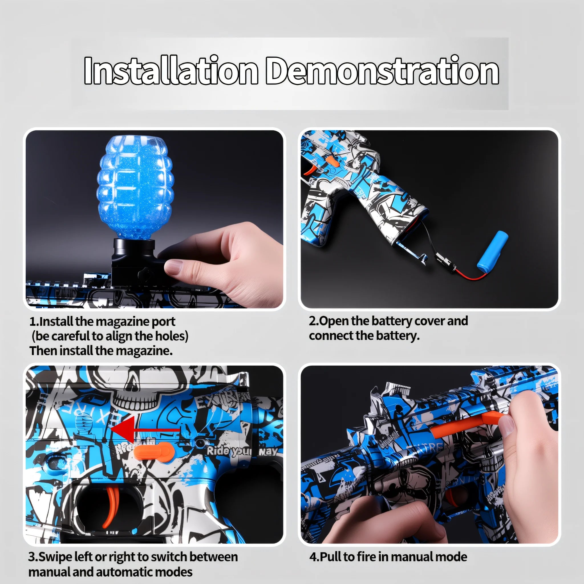 AUG Gel Ball Blaster Set - Rechargeable Outdoor Combat Toy for Teens 14+, Perfect Gift for Boys & Girls (Gel Beads Not Included）