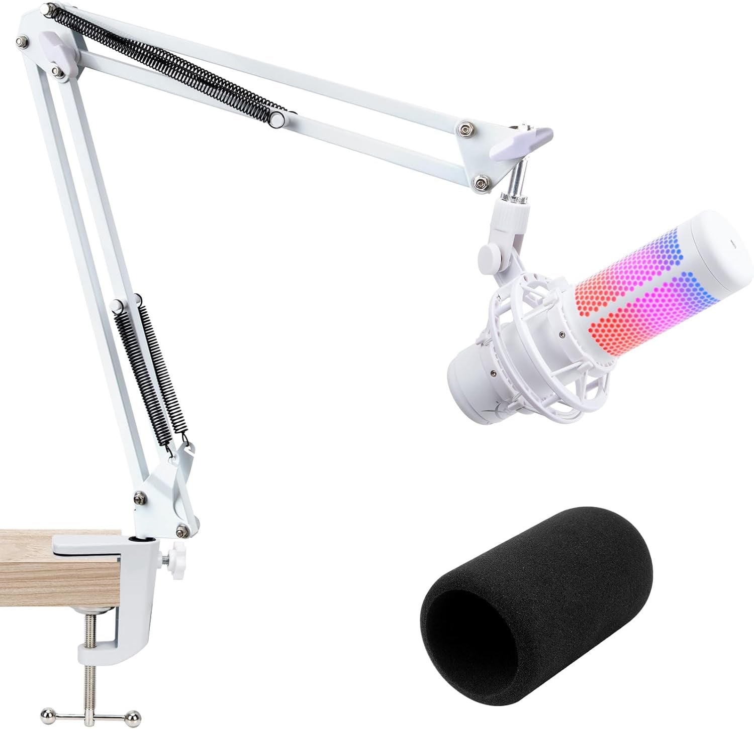 For Hyperx Quadcast S White Boom Arm - White Mic Arm Compatible with Hyper X Quadcast, Microphone Boom Arm with Pop Filter, Improve Sound Quality, Mic Boom Arm for Hyperx Quadcast by