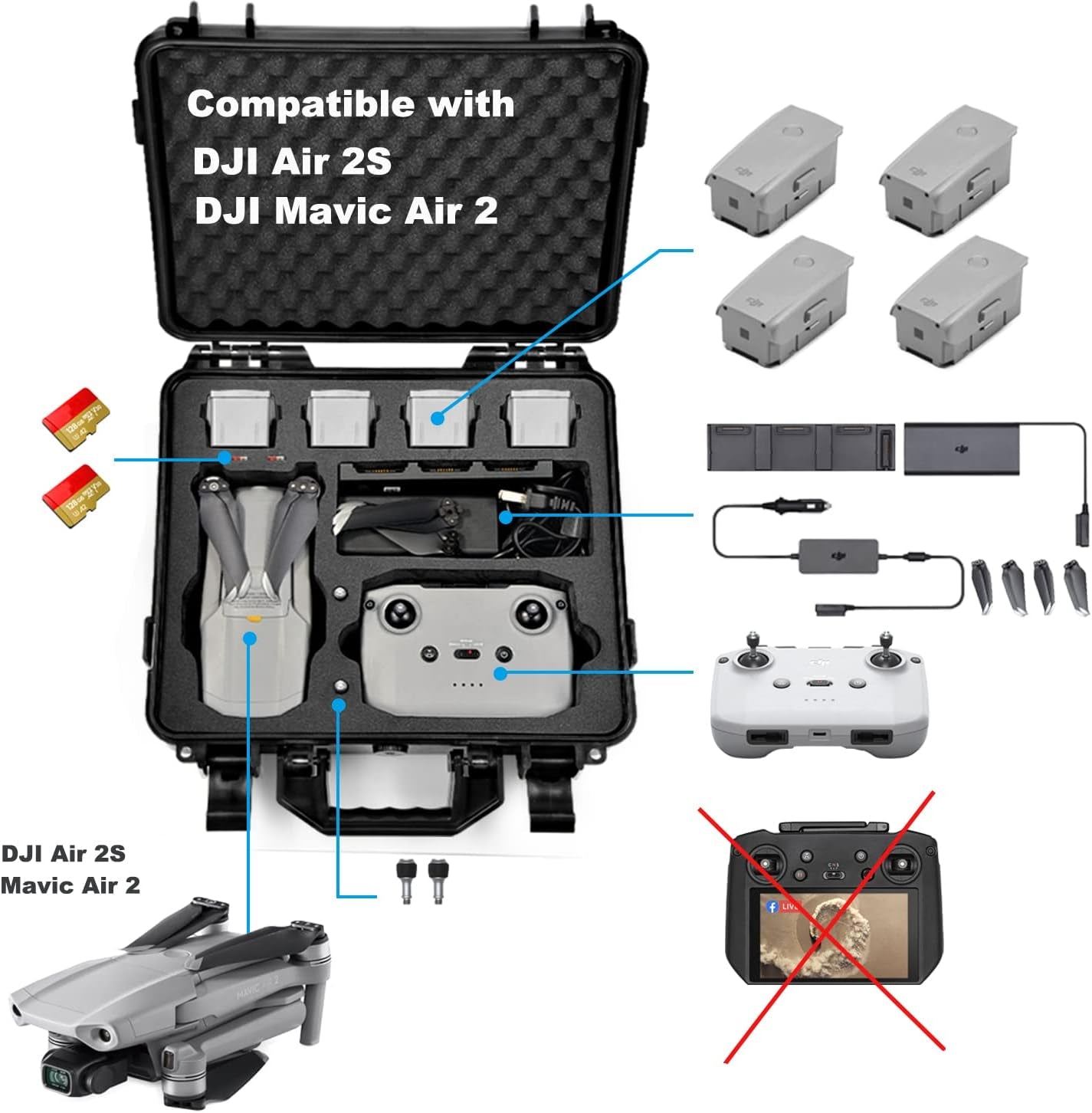 Carrying Case Compatible with New DJI Air 2S Drone or DJI Mavic Air 2 Drone Quadcopter and More Mavic Air 2 Accessories(Not Include Drones and Accessories)