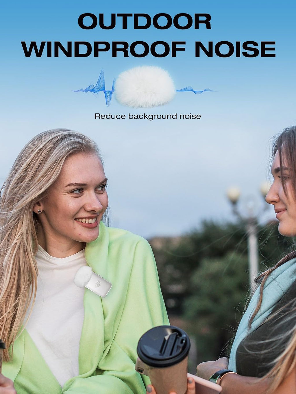 DJI Mic 2 Pop Filter - White DJI Wireless Microphone Outdoor Mic Cover Muff Pop Filter Noise Reduction, Mic Covers for DJI Microphone Wireless(2 PC)
