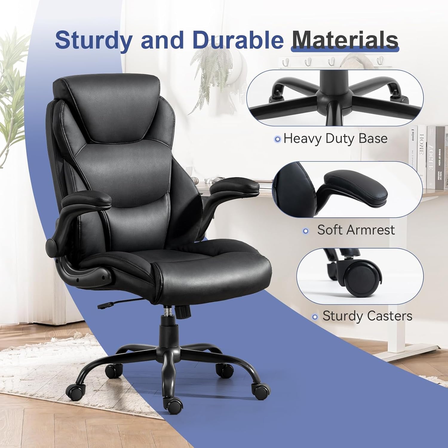 Big and Tall Office Chairs 400LBS Heavy Duty High Back Leather
