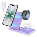 Wireless Charging Station, 3 in 1 Wireless Charger for Iphone 17/16/15/14/13/12/11/Pro/Pro Max/Xs, 18W Charging Dock for Iwatch Series 11 10 9 8 7 6 5 4 3 2, Airpods 4/3/2/Pro(Purple)