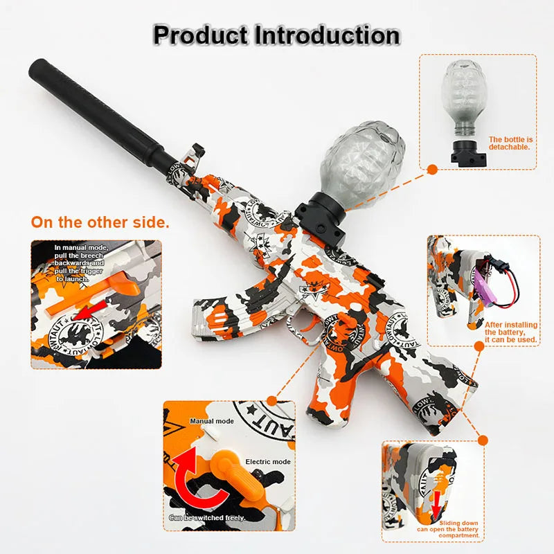 Electric Gel Ball Explosion Toy, Manual/Automatic Eco-Friendly Splatter Ball Blaster, Christmas and New Year Gifts.