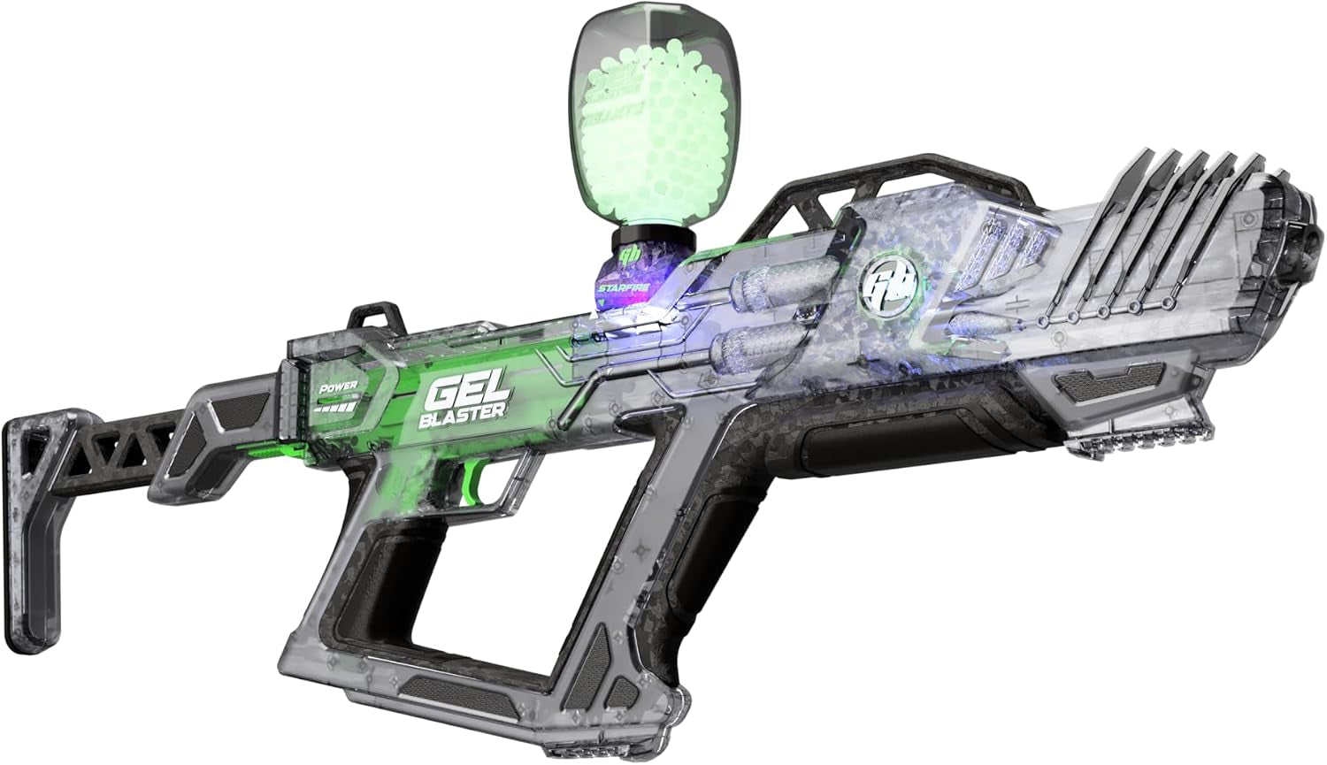 Surge XL 2 with Built-In Starfire Glow Activator – Upgraded Gelblaster Toy with 150+ Foot Range – Water Bead Ammo – Semi & Full Auto Modes – Glows in the Dark – 180-250 FPS – Ages 14+