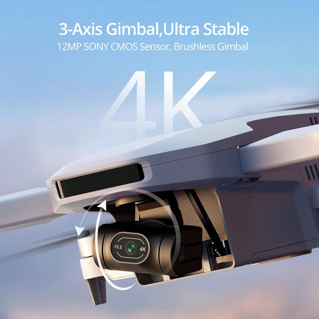 ATOM 3-Axis Gimbal 4K GPS Drone, under 249G, 32 Mins Flight, 6KM Long Range Transmission, Visual Tracking, 4K/30FPS Quickshots, 12MP Photo, Lightweight and Foldable for Adults Beginners | 4K/30FPS Quickshots, 12MP Photo, Visual Tracking, under 249G, Lightweight and Foldable for Adults Beginners, Auto Return