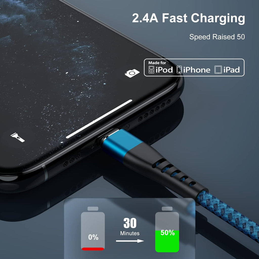 2Pack USB to Lightning Cable 3FT for Iphone 14,Nylon Braided Cord