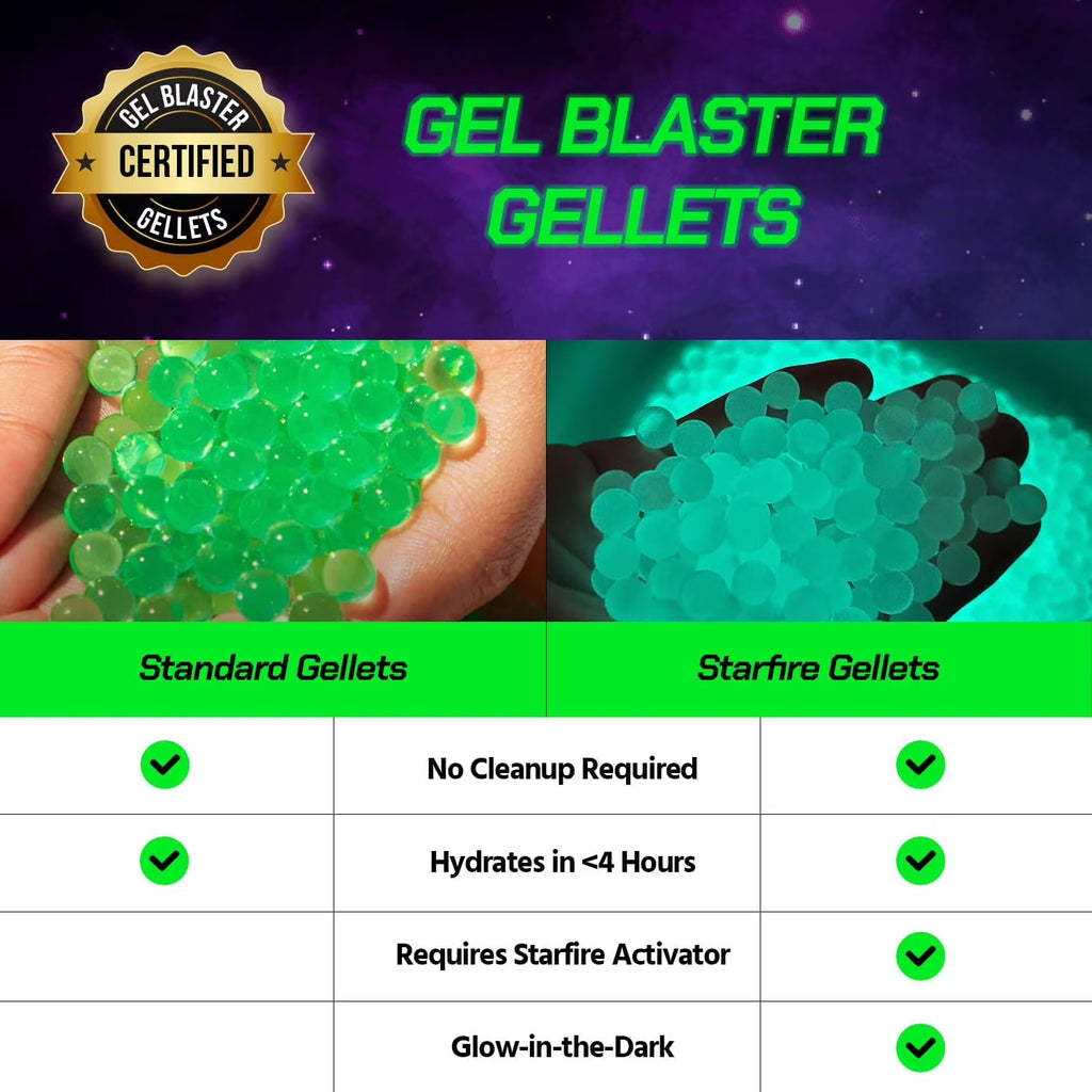 Starfire Gellets Water Bead Ammo, Non-Toxic, 10K Count, Glow-In-The-Dark